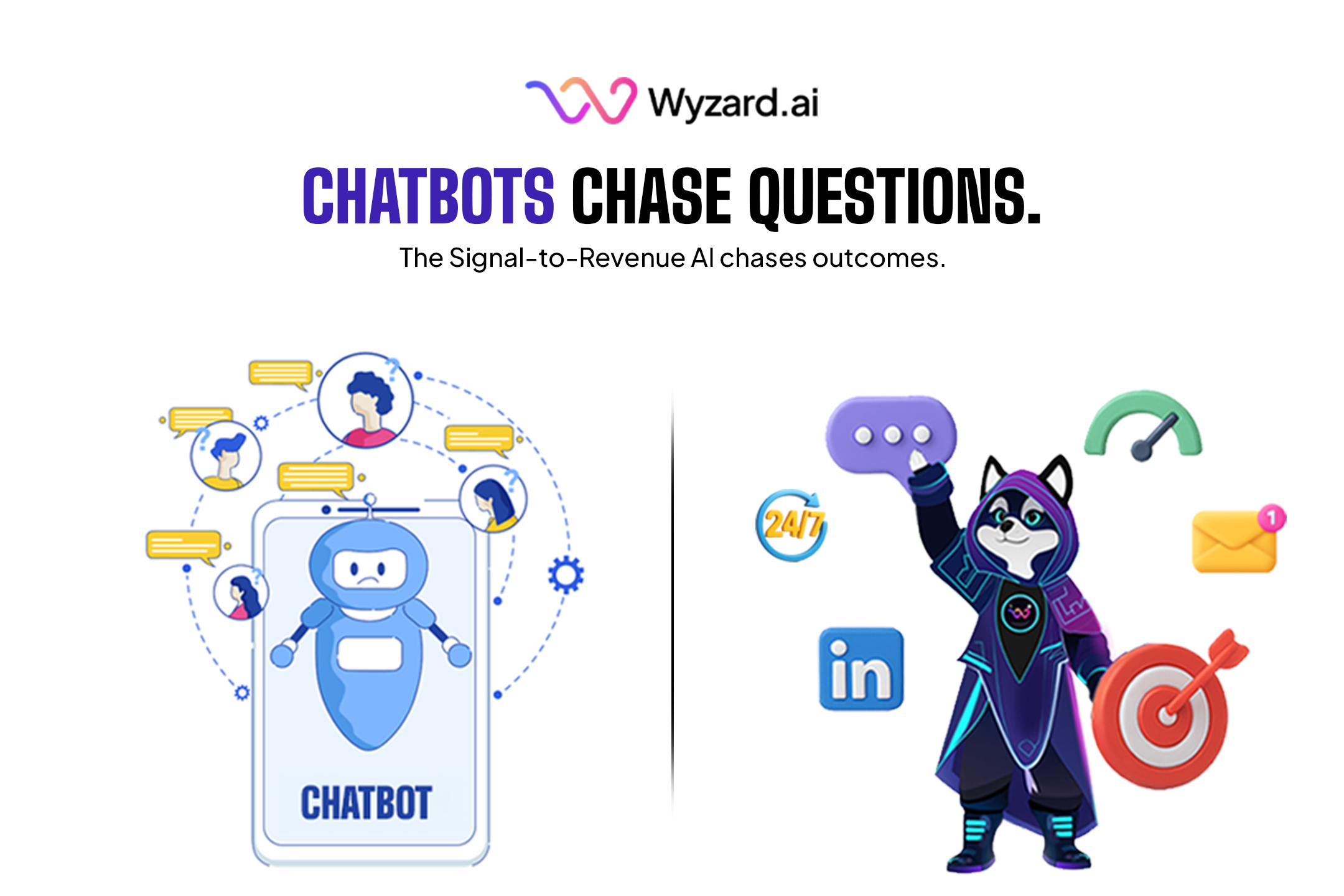 Wyzard.ai Signal-to-Revenue AI orchestrating buyer signals across chat, email, LinkedIn, voice, and events to qualify leads and book meetings