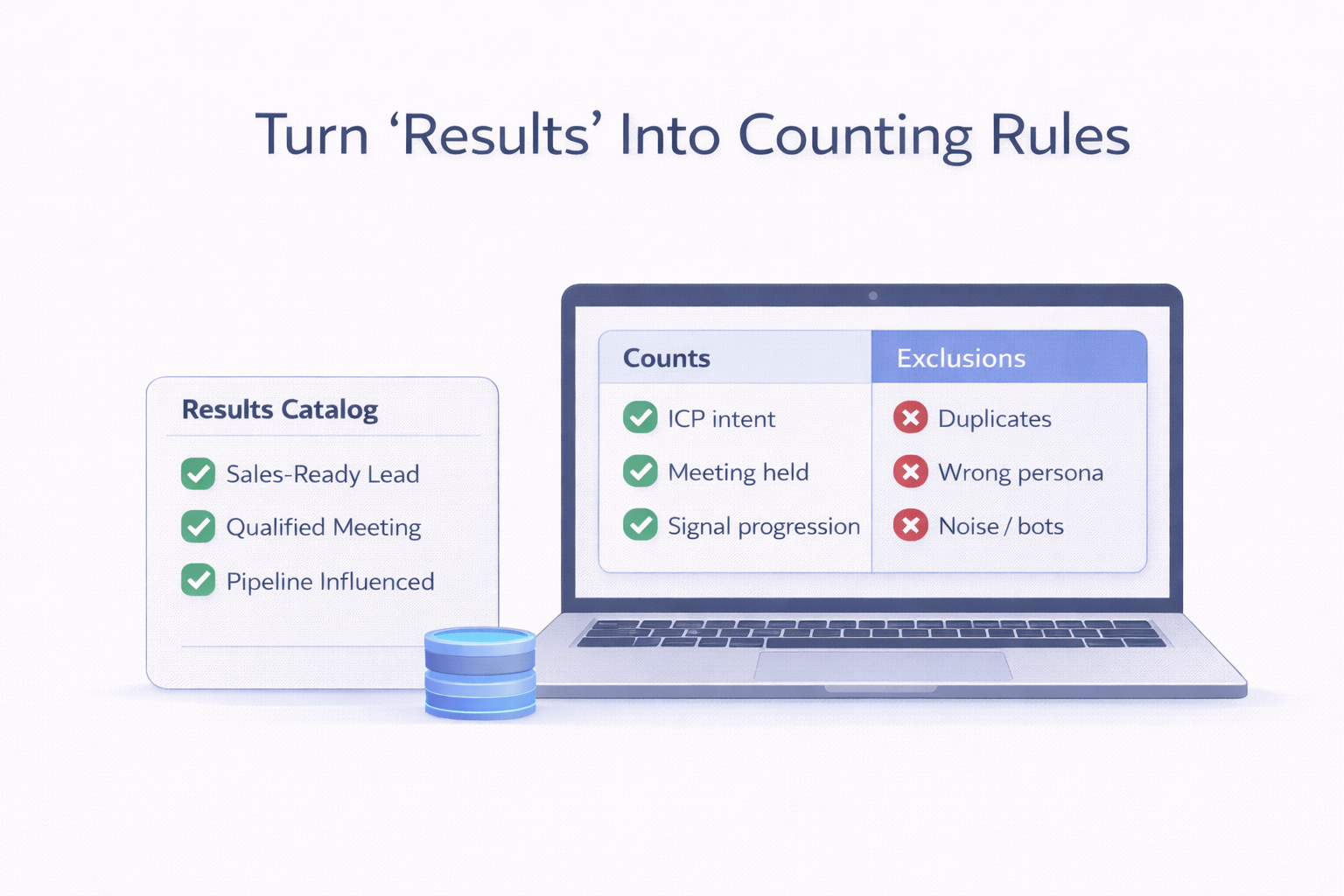 Results as a Service (RaaS) results catalog for B2B GTM with counting rules and exclusions, powered by Wyzard, the Signal-to-Revenue AI