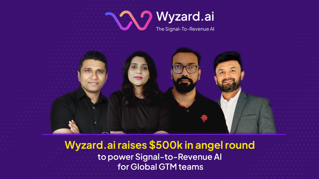 Founders Rahul Jain, Megha Ohri, Abhishek Tomar, and Jayesh Nair at Wyzard.ai, celebrating the $500K angel round.